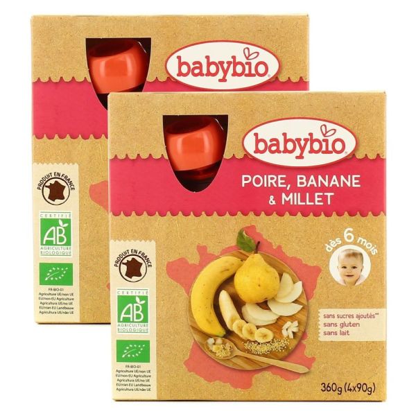 Babybio - Poire Banane Millet - 4x90g