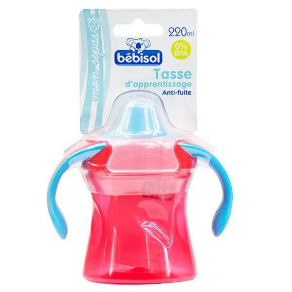 Bébisol - Tasse d'apprentissage anti-fuite - 220ml - Rose