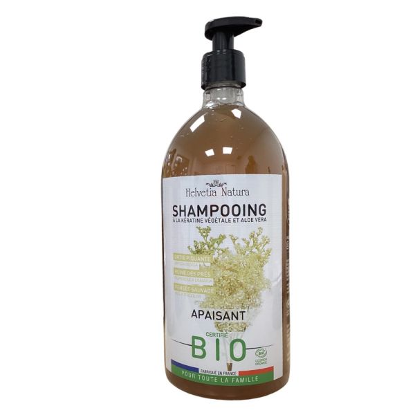 Helvetia Natura - Shampooing Apaisant Bio Kératine végétale et Aloe Vera - 1L