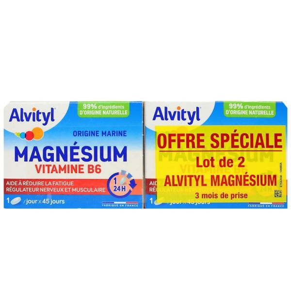 Urgo - Alvityl Magnésium Vitamine B6 lot de 2 - 45 comprimés x2