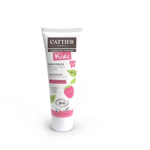 Cattier - Dentifrice kids Framboise 2-6 ans Bio - 50ml