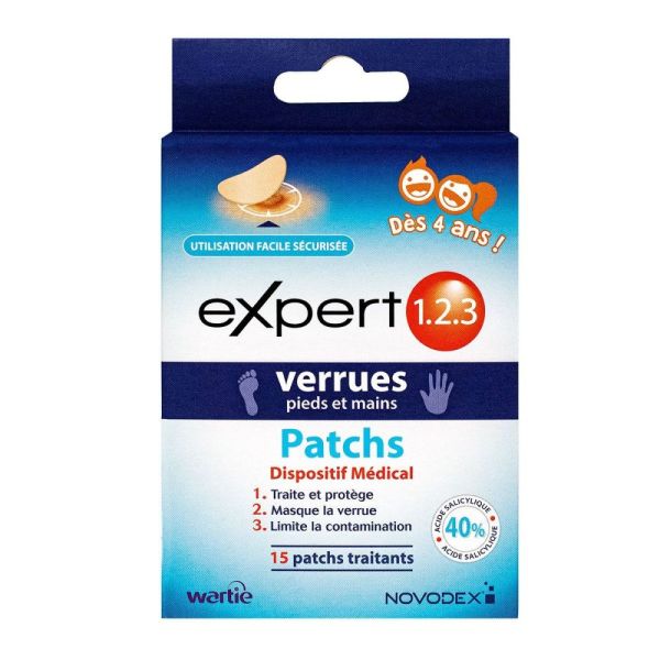 Expert 1.2.3 - Verrues pieds et mains Patchs - 15 patchs