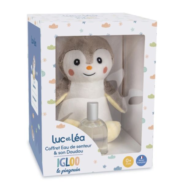 Luc & Léa - Coffret Eau de Senteur & son Doudou - Igloo le Pingouin