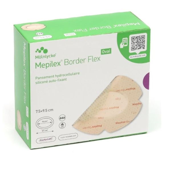 Mepilex - Border Flex Oval Pansement hydrocellulaire 7.5x9.5cm