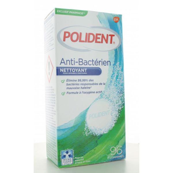 Polident - Anti-bactérien Nettoyant pour appareils dentaires - 96 comprimés