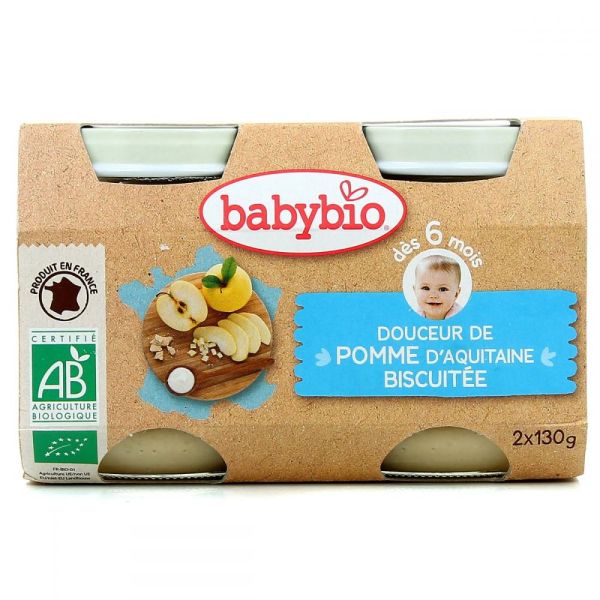 Babybio - Douceur Pomme d'Aquitaine Biscuitée - dès 6 mois - 2x130g