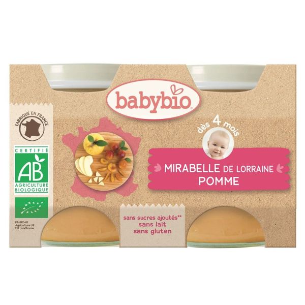 Babybio - Mirabelle de Lorraine Pomme - dès 4 mois - 2x130g