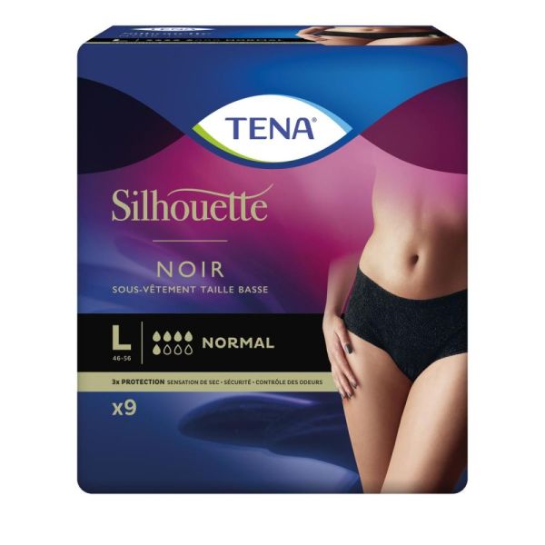 Tena - Silhouette noir normal taille L - 9 culottes