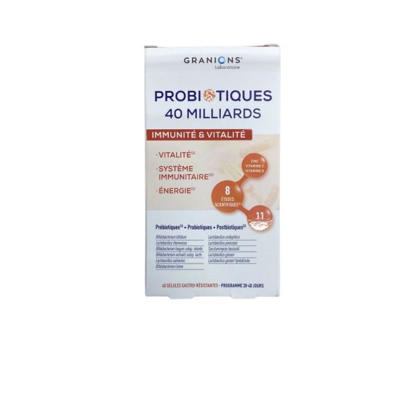 Granions - Probiotiques immunité & vitalité - 40 gélules
