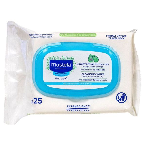Mustela - Lingettes nettoyantes - 25 lingettes