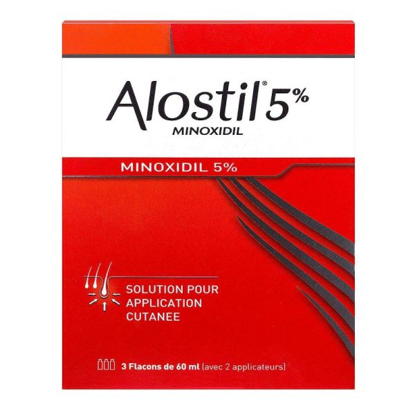 Alostil 5% - Minoxidil 5% - 3 flacons de 60mL