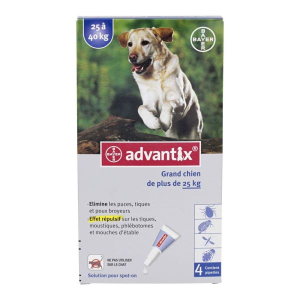 Bayer - Advantix grand chien de 25 à 40 kg - 4 pipettes