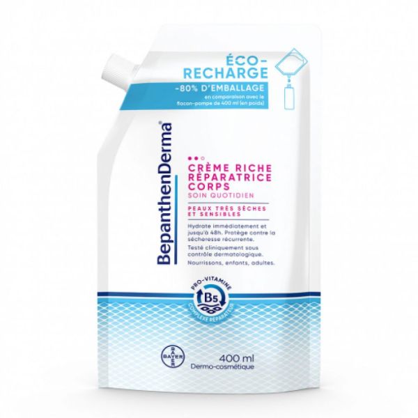 BepanthenDerma - Crème riche réparatrice corps éco-recharge - 400 ml