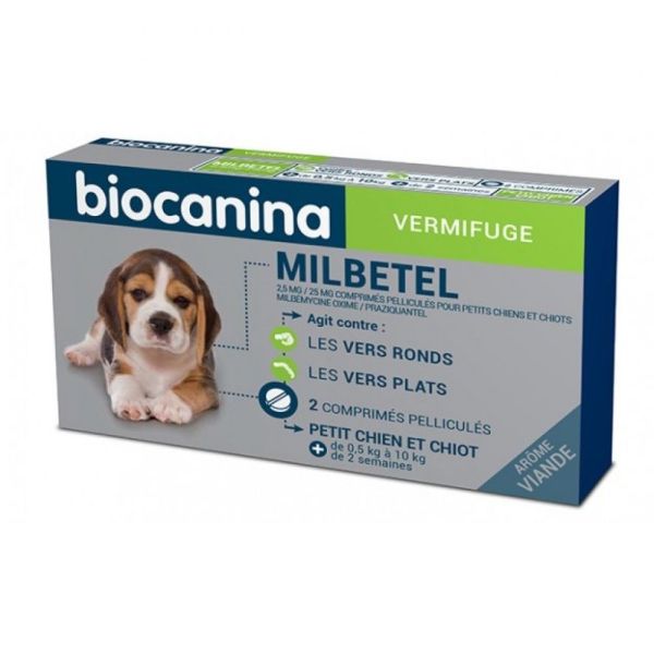 Biocanina milbetel vermifuge chien et chiot 0,5 à 10kg - 2 comprimés