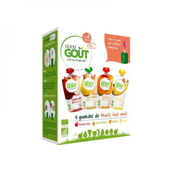 Good Goût - 4 gourdes de fruits tout seuls - 4 x 120 g