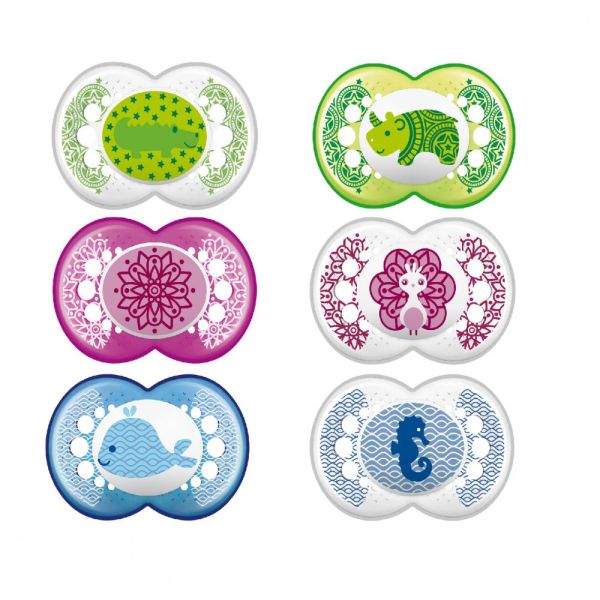 Mam - Sucette silicone Décor Animaux +18 mois - 2 sucettes