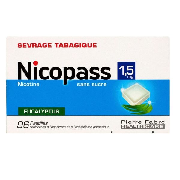 Nicopass 1,5 mg eucalyptus sevrage tabagique -  96 pastilles