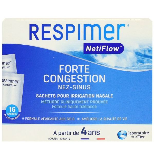 Omega - Respimer forte congestion sachets pour irrigation nasale - 16 sachets