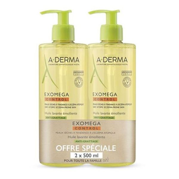 Aderma - Exomega control huile lavante émolliente - 2x500ml