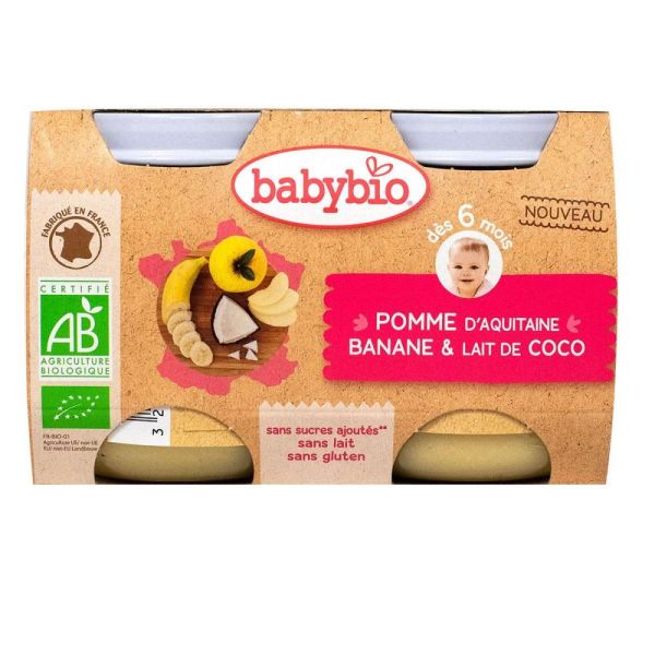 Babybio - Pomme d'Aquitaine Banane & Lait de coco dès 6 mois - 2x130g