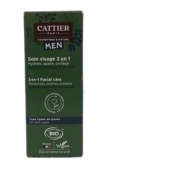 Cattier - Men Soin Visage 3en1 Bio - 50 ml