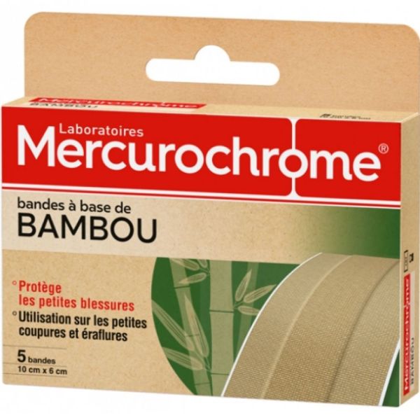 Mercurochrome - Bandes à base de Bambou - 5 bandes 10x6cm