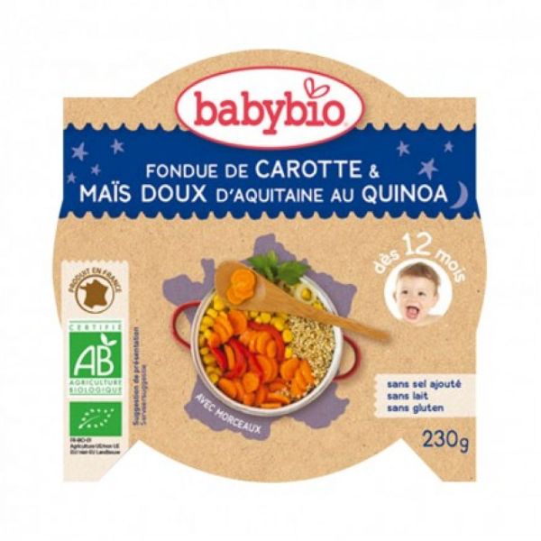 Babybio - Fondu de carotte maïs doux d'Aquitaine Quinoa - dès 12 mois - 230g