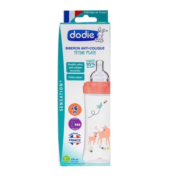 Dodie - Biberon anti-colique tétine plate - 330ml