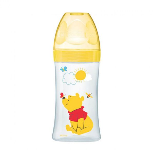 Dodie - Biberon anti-colique tétine plate Winnie disney baby 0-6 mois débit 2 - biberon 270ml