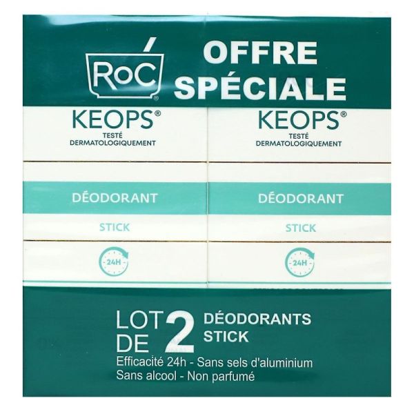 Roc - Keops déodorant stick transpiration modérée - 2x40ml