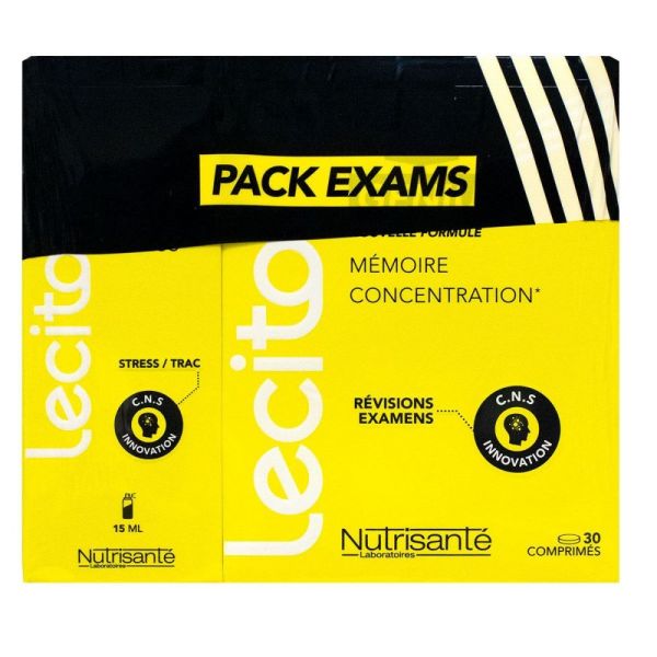 Lecitone - Pack exams SOS stress + Genius mémoire concentration - 15 ml + 30 comprimés