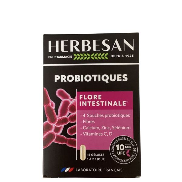 Herbesan - Probiotiques Flore Intestinale - 15 Gélules