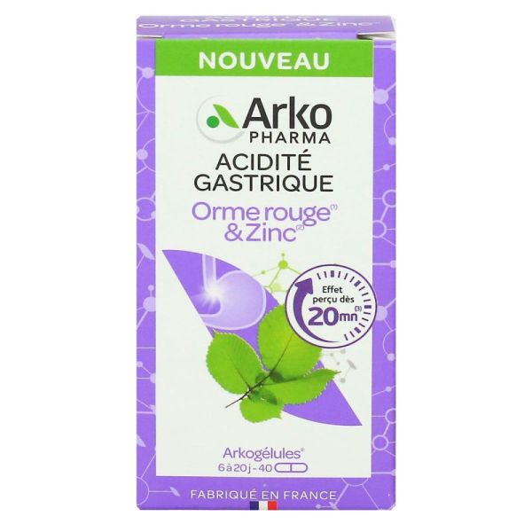 Arkopharma - Orme rouge et zinc acidité gastrique - 40 gélules