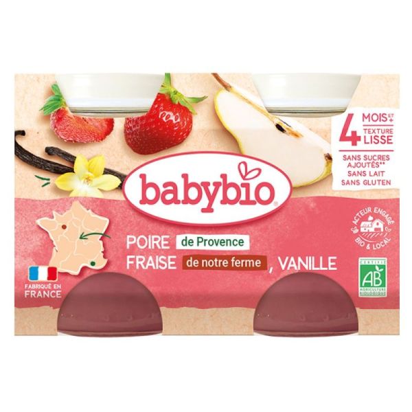 Babybio - Poire Fraise Vanille - 2X130g