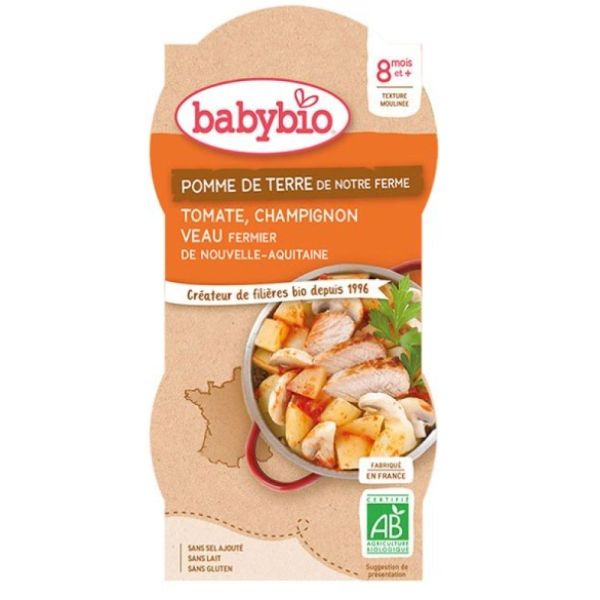 Babybio - Pomme de terre Tomate, Champignon, Veau fermier d'Aquitaine - dès 8 mois