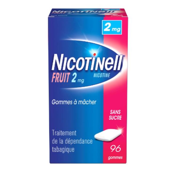 GSK - Nicotinell gommes à mâcher fruit sans sucre - 2mgx96 gommes