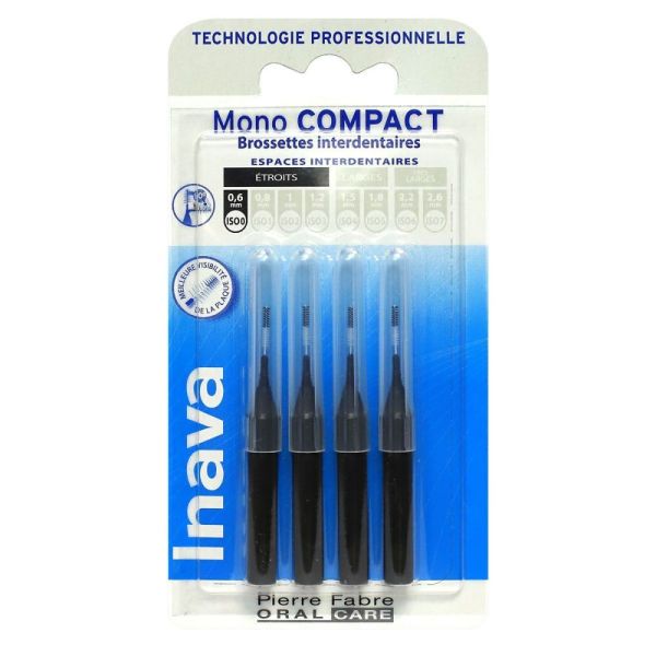 Inava - Mono Compact - 4 Brossettes Interdentaires - Taille : ISO0 0,6 mm.