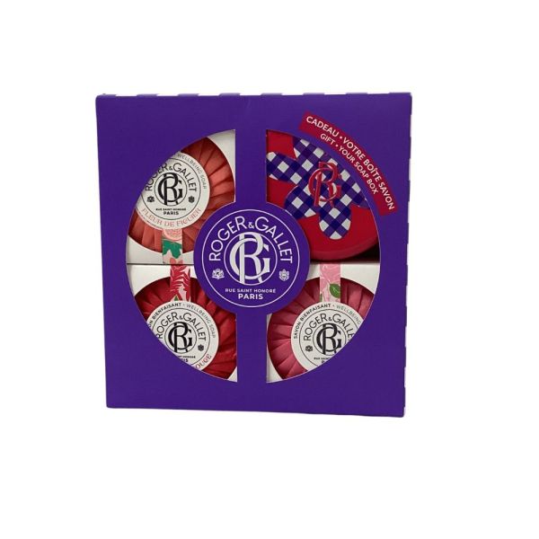 Roger & Gallet - Coffret de 3 savons (Fleur de figuier, Gingembre rouge, rose) + 1 boite à savon - 3x100g