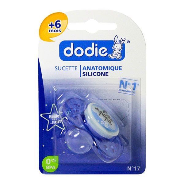 Dodie - Sucette anatomique symétrique silicone nuit 6-18mois phosphorescente