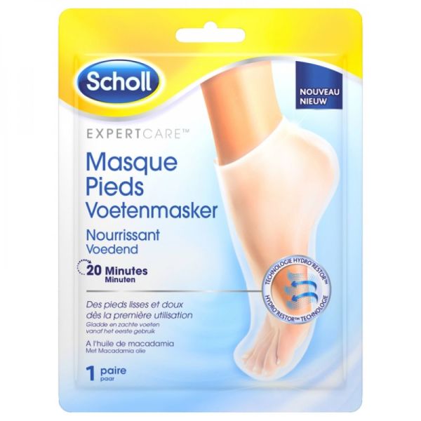 Scholl - Masque Pieds Nourrissant à l'huile de Macadamia - 1 paire