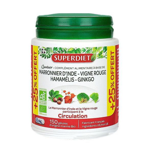 Superdiet - Quatuor circulation - 150 gélules