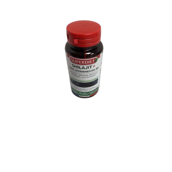 Superdiet - Shilajit + zinc et vitamines D3, D6 - 60 gélules