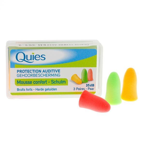 Quies Mousse Anti-Bruit Couleurs assorties - 3 paires