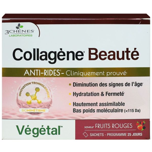3 Chênes - Collagène Beauté Anti-Rides Fruits Rouges - 25 Sachets de 6g