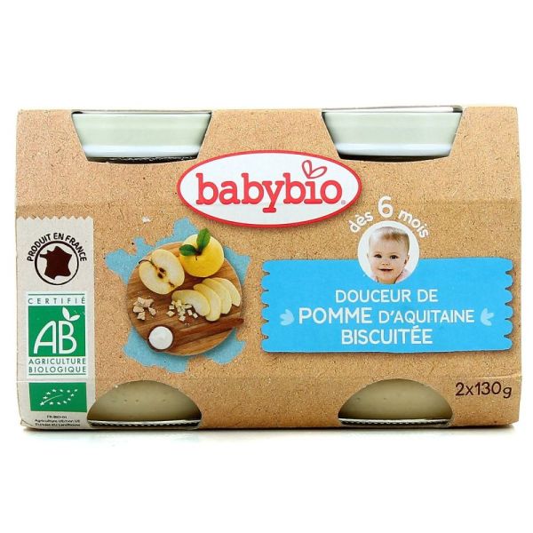 Babybio - Douceur Pomme d'Aquitaine Biscuitée - dès 6 mois - 2x130g