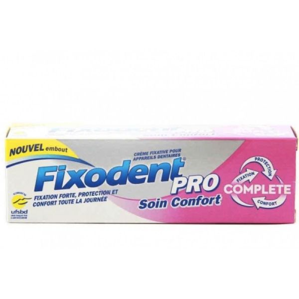 Fixodent Pro - Complete Soin confort - crème adhésive pour prothèse dentaires