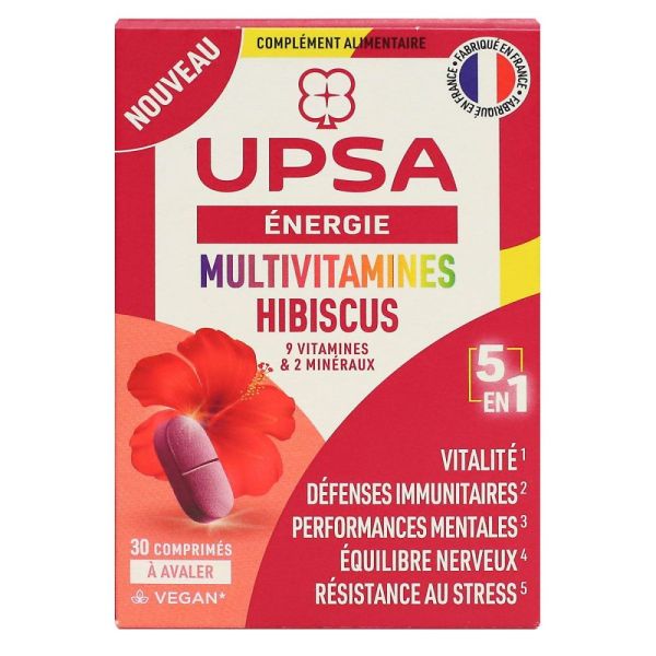 Upsa - Energie multivitamines 5en1 hibiscus - 30 comprimés