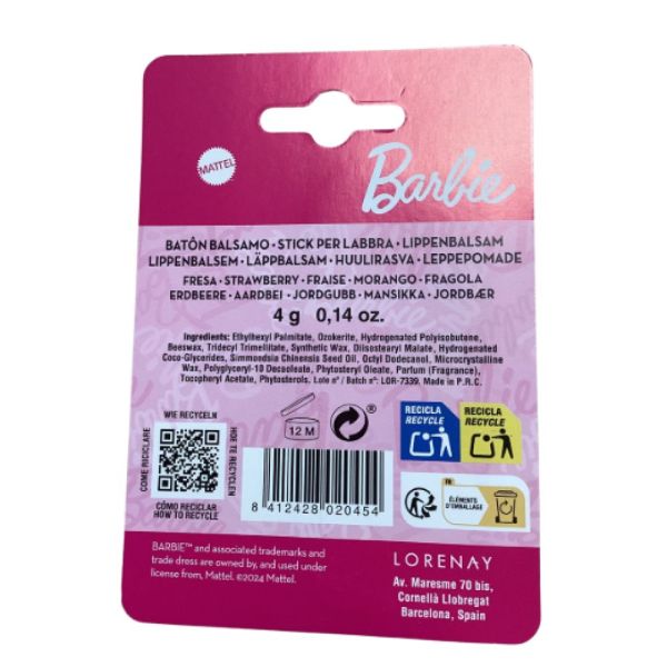 Adisphar - Baume lèvres Barbie Fraise - 4g