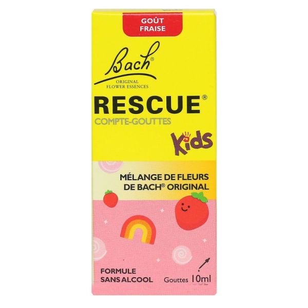 Fleur de Bach - Rescue compte gouttes kids - 10mL - goût fraise