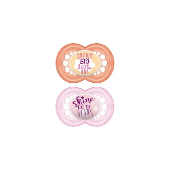 Mam - Sucette silicone Décor Message - 6 mois et plus - 2 sucettes